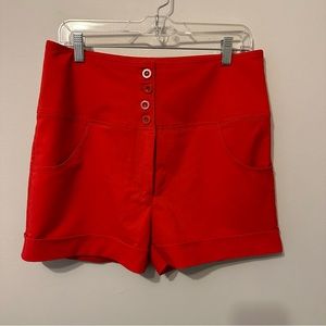 Women’s Red Cuffed Shorts